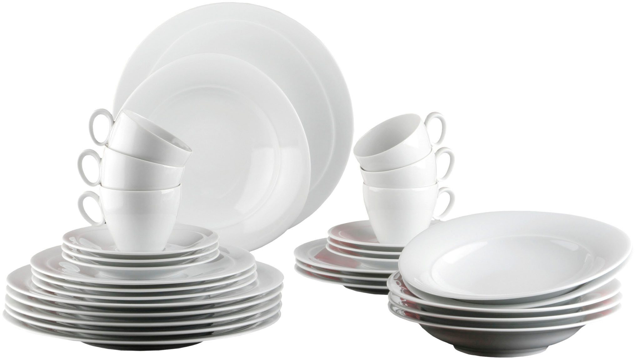 Seltmann Weiden Kombiservice Geschirr-Set, Service Trio (30-tlg), 6 Personen, Porzellan, Teller, Tassen, Untertassen, Made in Germany, 30 Teile, für 6 Personen