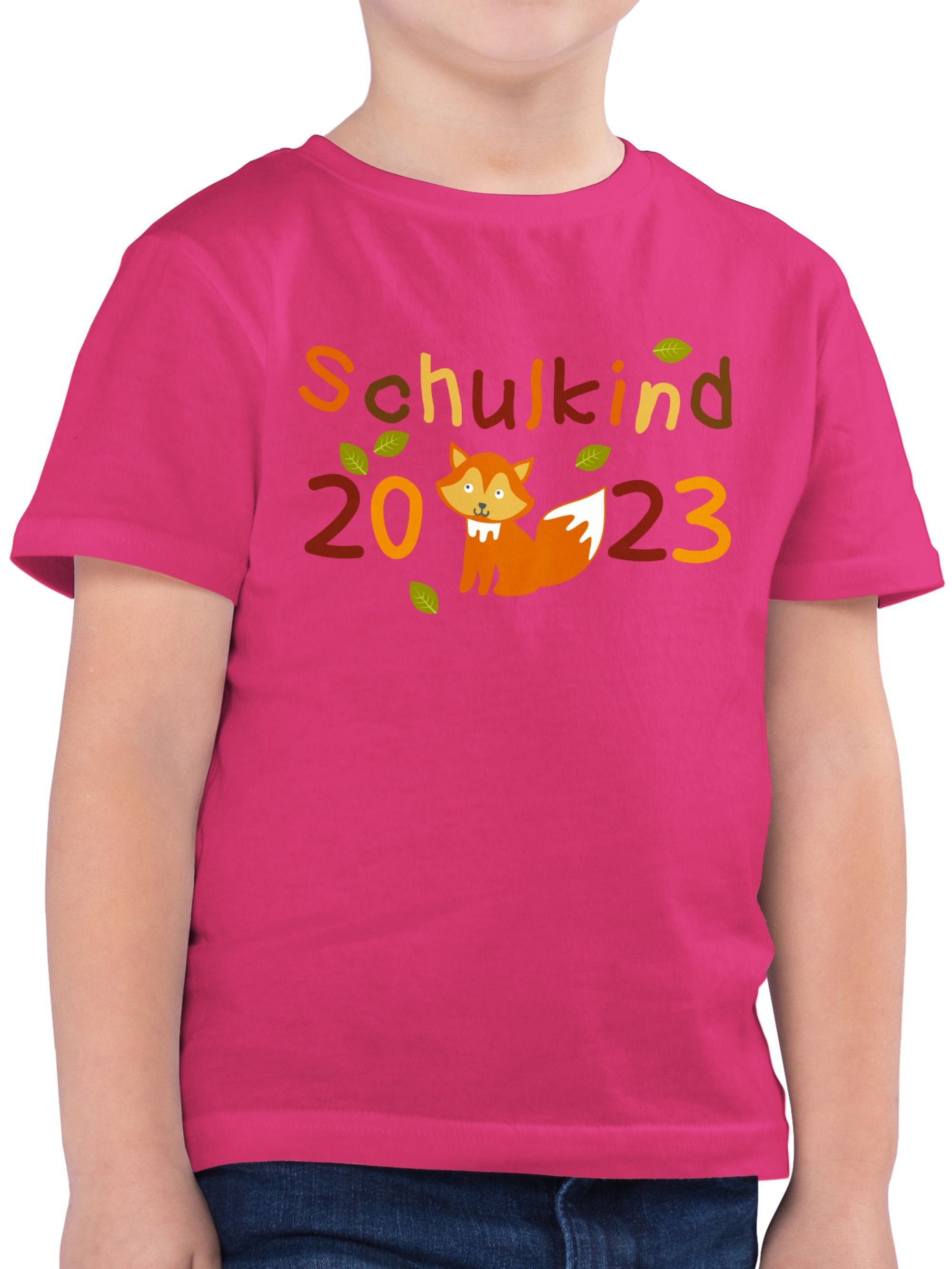 Shirtracer T-Shirt Schulkind 2023 Fuchs Einschulung Junge Schulanfang Geschenke 2 Fuchsia