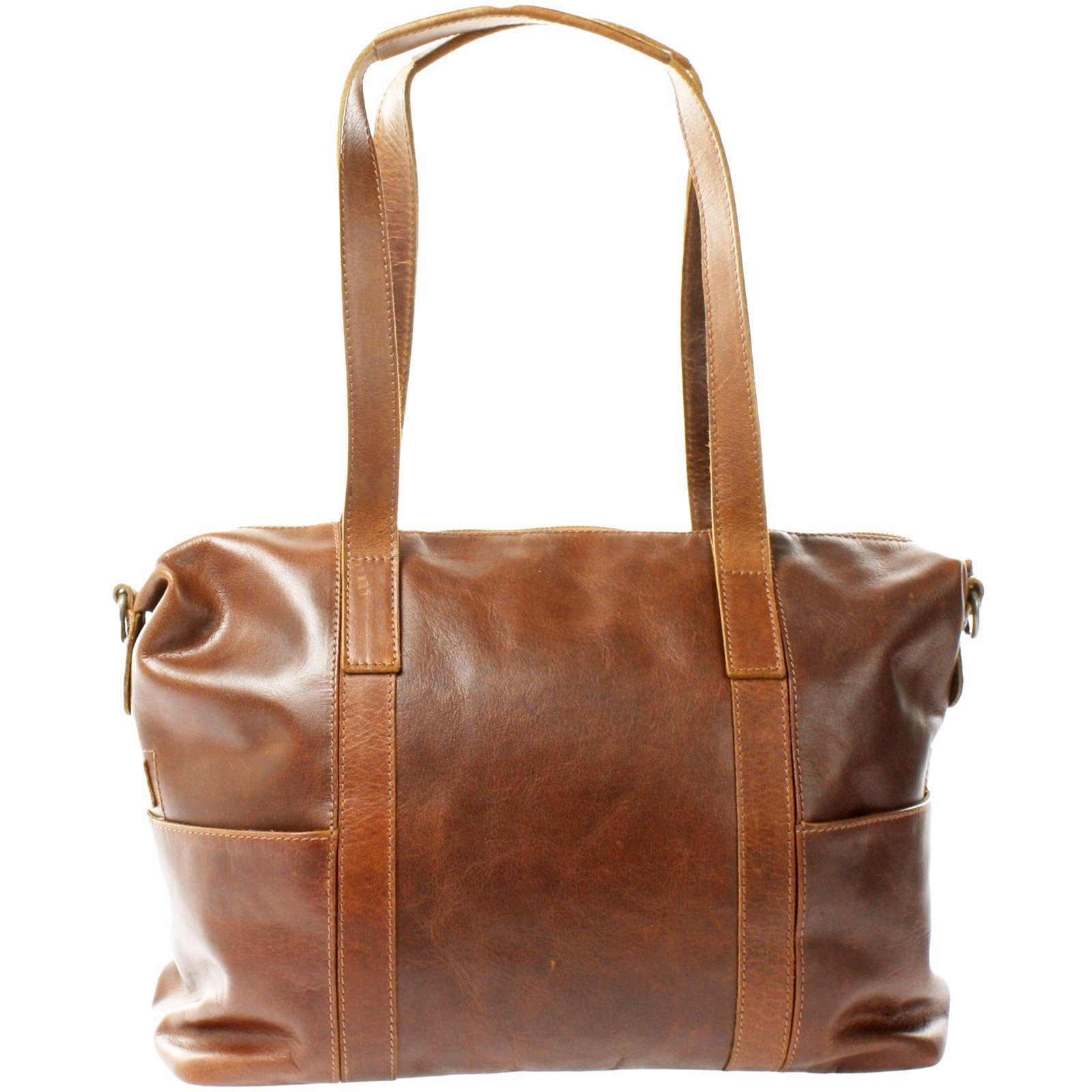 LECONI Schultertasche Shopper große Henkeltasche Damen DIN A4 Handtasche Leder LE0061, geräumig - Henkel & langer Riemen - 37×28×15 cm – Bild 4 von 5