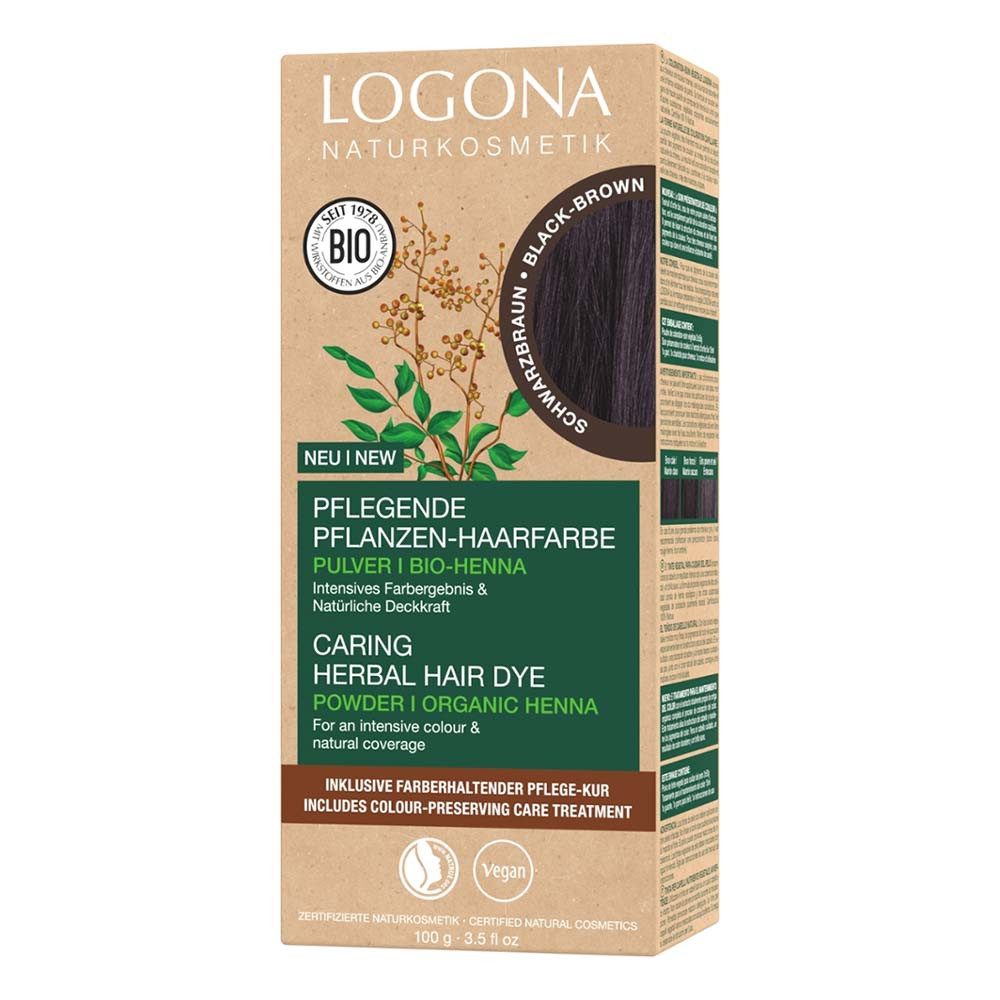 LOGONA Haarfarbe Pflegende Pflanzen-Haarfarbe Pulver - Schwarzbraun 100g
