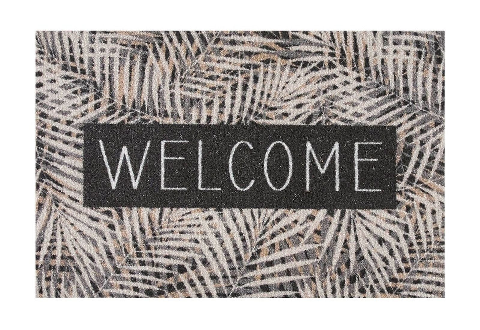 Fußmatte MD Entree Impression Eingangsmatte - Teppichmatte - Küchenteppich, MD Entree, rechteckig, Höhe: 5 mm, bei 30° waschbar, anti-rutsch, 40 x 60 cm, Welcome Leaves, beige