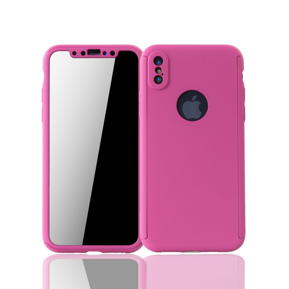 König Design Handyhülle Apple iPhone X, Apple iPhone X / iPhone XS Handyhülle 360 Grad Schutz Full Cover Rosa