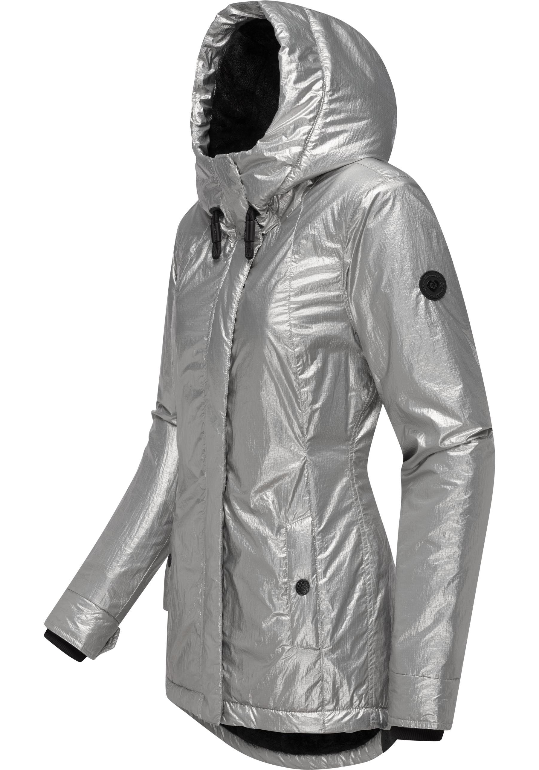 Ragwear Winterjacke Monadde Bling Glänzende warme Jacke mit Kapuze