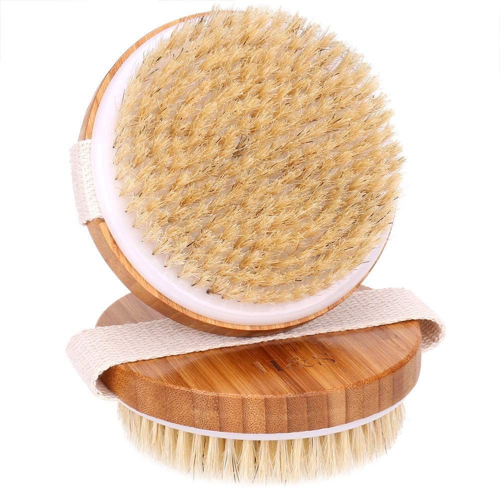 Badebürste Bambus Körperbürste Set - sanftes Peeling & Cellulite Reduzierung