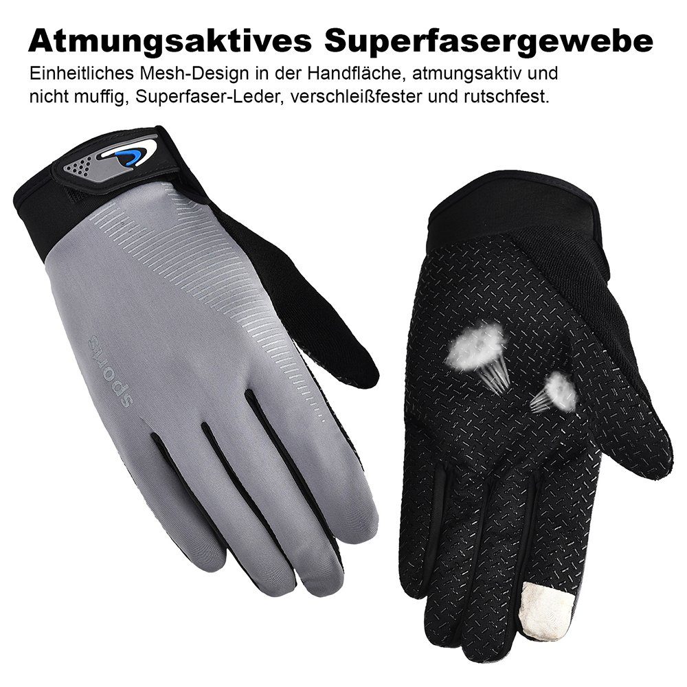 Fahrradhandschuhe Eis Frauen Männer Sunicol Sommer Handschuhe, Grau Radfahren Touchscreen,atmungsaktiv Seide, Sonnenschutz