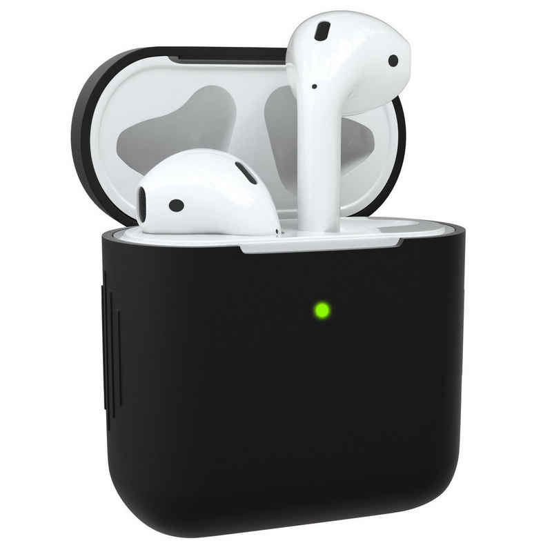 EAZY CASE Kopfhörer-Schutzhülle Silikon Hülle kompatibel mit Apple AirPods 1 & 2, Schutzhülle Stoßfest Hülle für Airpods Box Silikonhülle Cover Schwarz