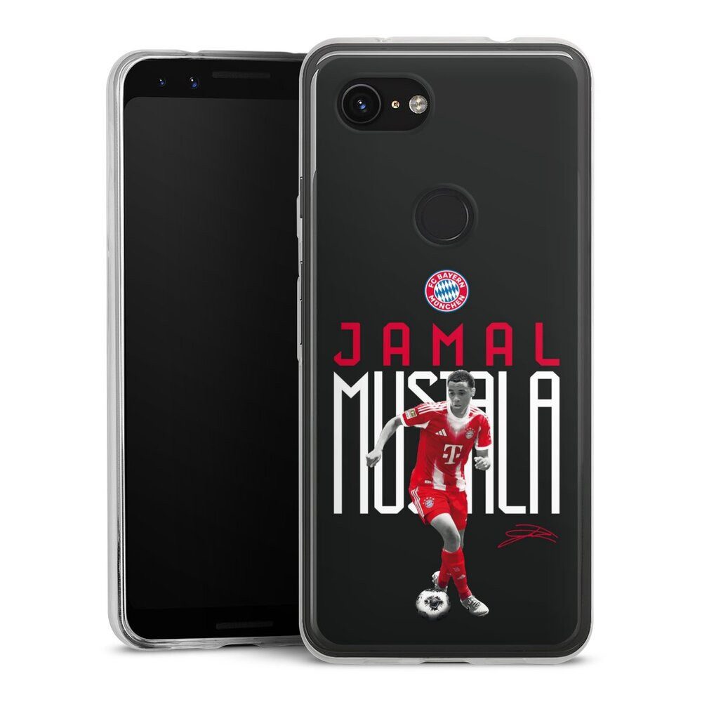 DeinDesign Handyhülle FC Bayern München Jamal Musiala Offizielles Lizenzprodukt, Google Pixel 3a Slim Case Silikon Hülle Ultra Dünn Schutzhülle