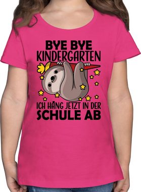 Shirtracer T-Shirt Bye Bye Kindergarten ich hänge jetzt in der Schule ab mit Faultier - s Einschulung Mädchen