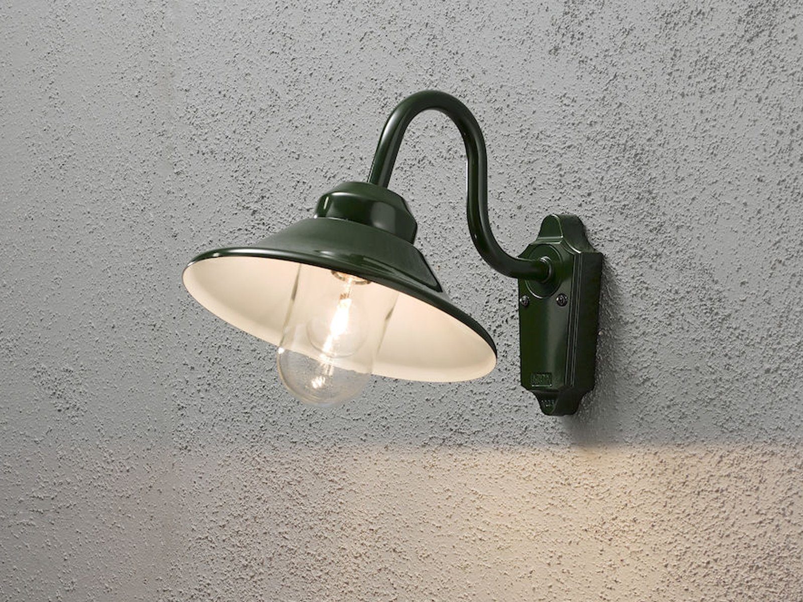 KONSTSMIDE LED Außen-Wandleuchte, Dimmfunktion, LED wechselbar, warmweiß, Wand-laterne Landhausstil Fassadenbeleuchtung Hauswand Grün, H: 30cm