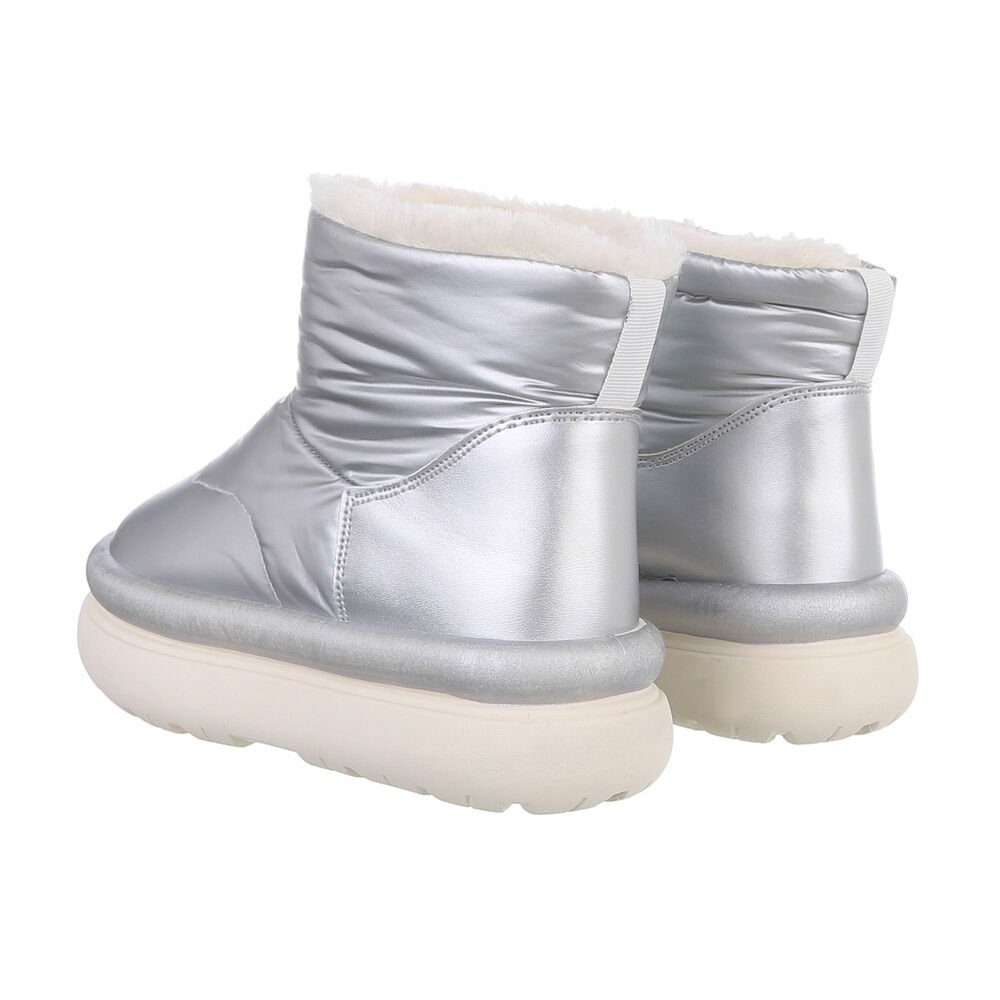 Ital-Design Damen Snowboots Freizeit Snowboots (85136687) Flach Plateaustiefeletten in Silber