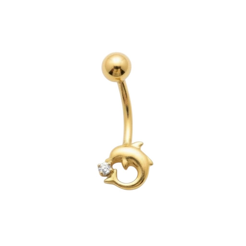 Bauchnabelpiercing Echt Gold 585/14 Karat Bananabell Bauchnabel Delfine Gelbgold BG14K203