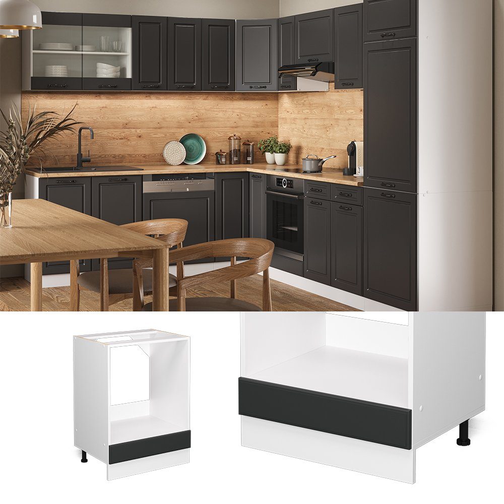 Vicco Herdumbauschrank R-Line, Anthrazit Landhaus/Weiß, 60 cm ohne Arbeitsplatte (1-St)