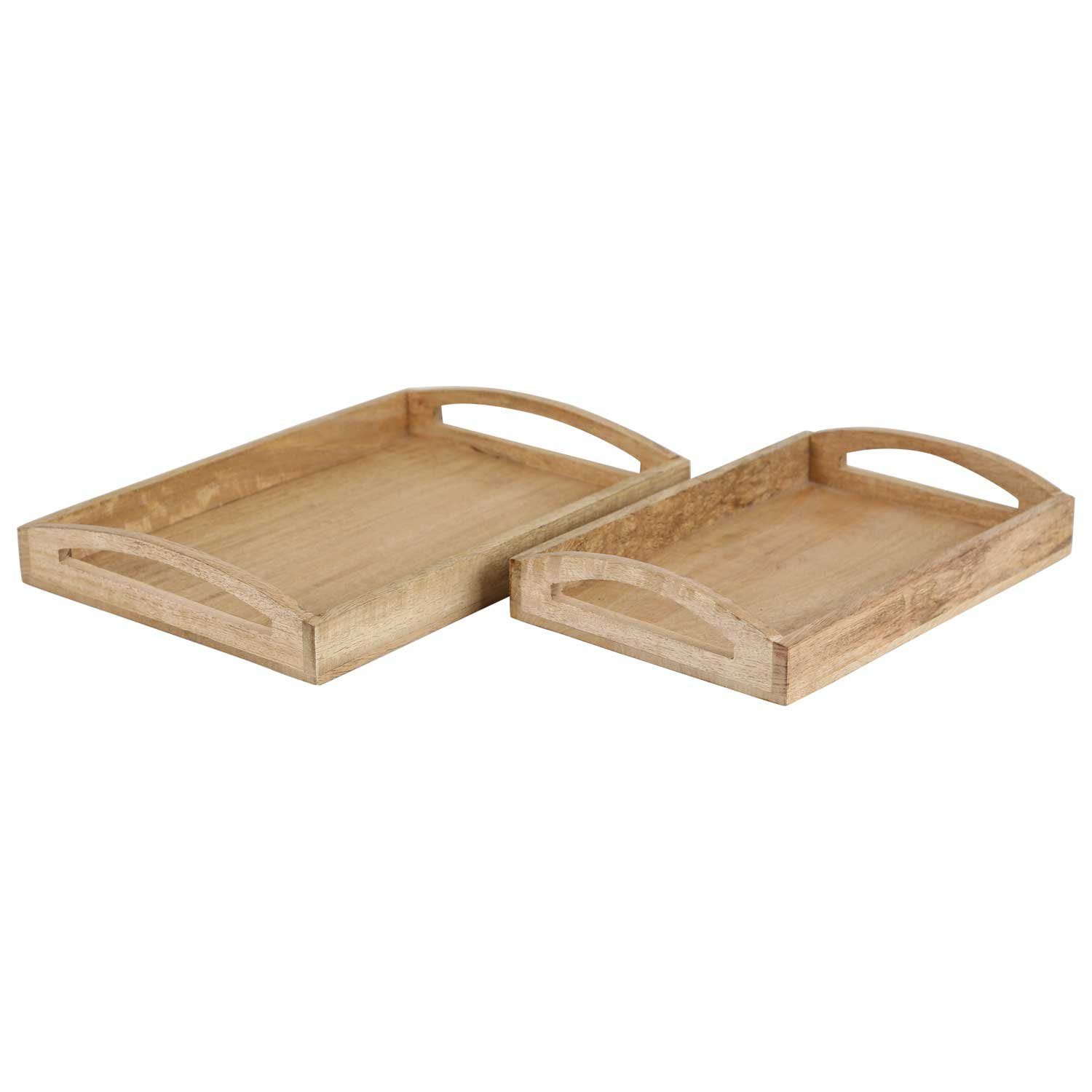 Casa Moro Dekotablett Holz Tablett HTB2 2er Set rechteckig mit Griff Serviertablett, Handgefertigt, Weihnachten Geschenkidee