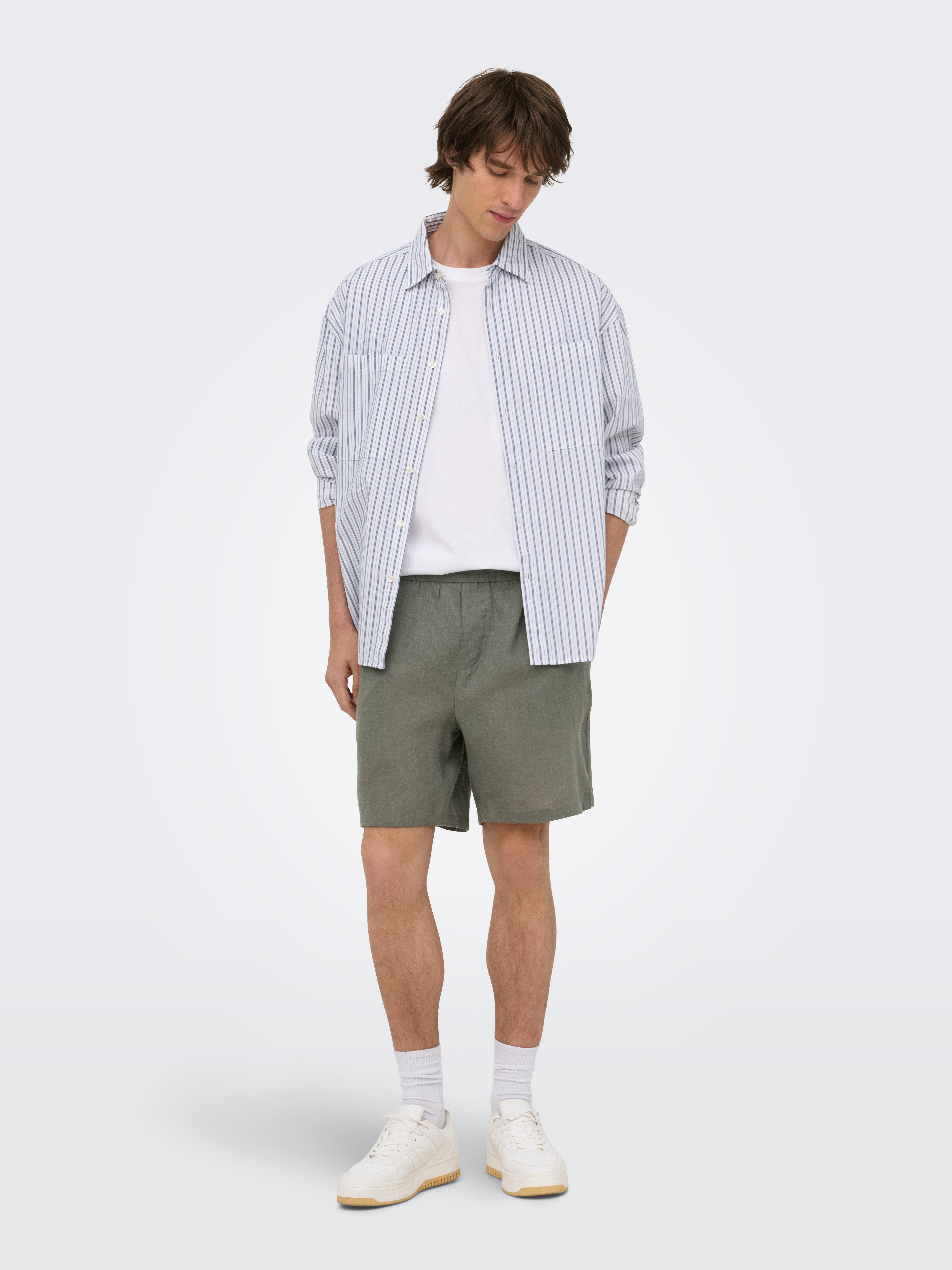 ONLY & SONS Shorts ONSLAURENCE LINEN BLEND SHORTS NOOS Viskosemischung, regular fit – Bild 4 von 5