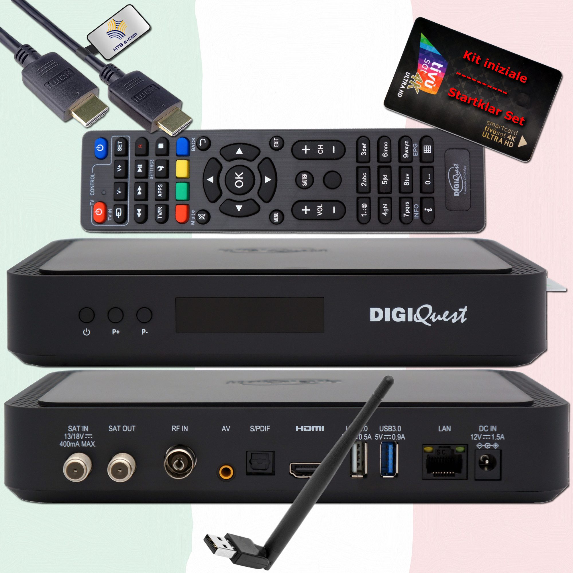 DIGIQuest TiVuSat 4K Karte Black + DIGIQuest Q99 UHD Receiver + Wifi (aktiviert) SAT-Receiver