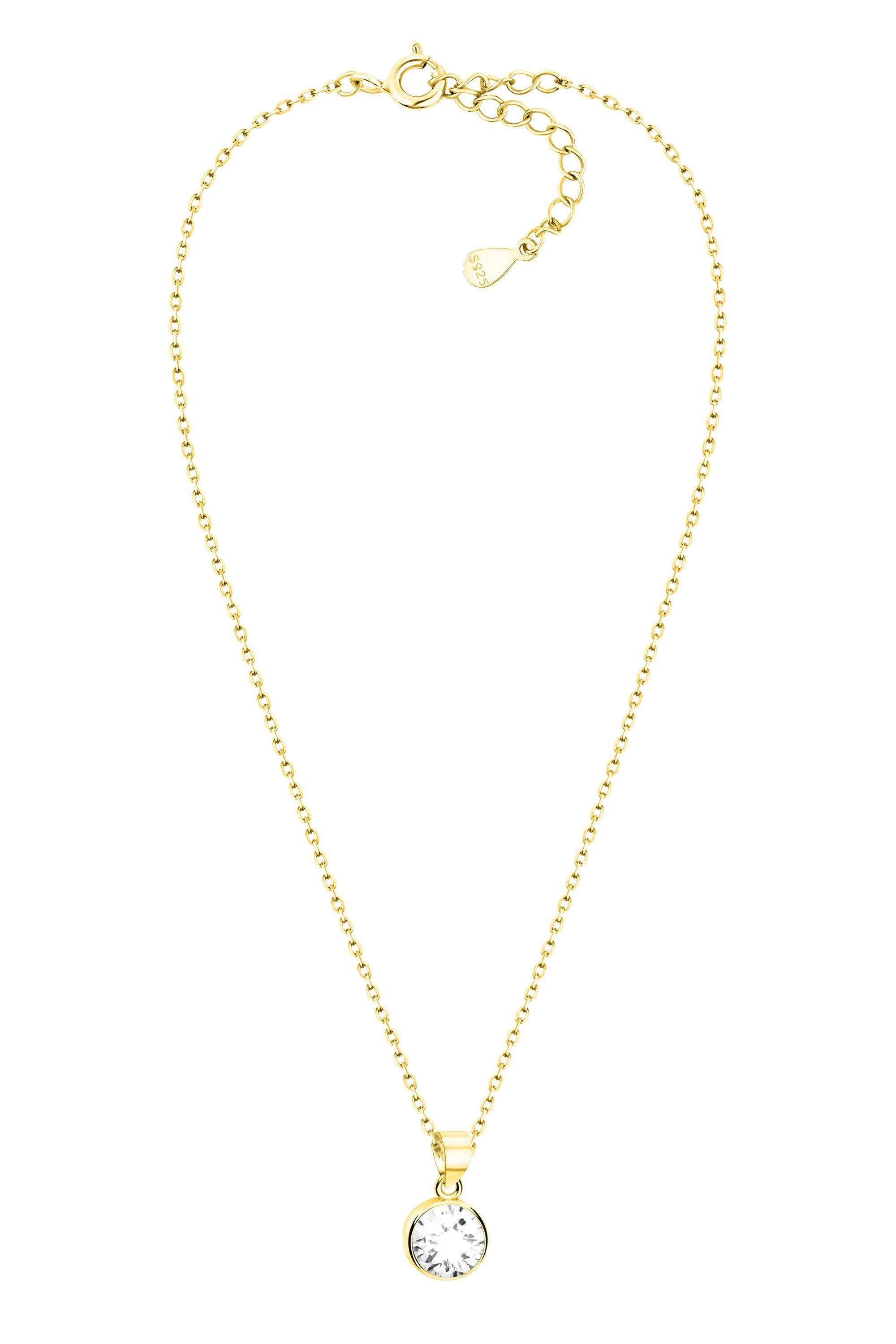 Damen gold 925 mit Kette Sofia Silber Zirkonia, Anhänger Milani Schmuck