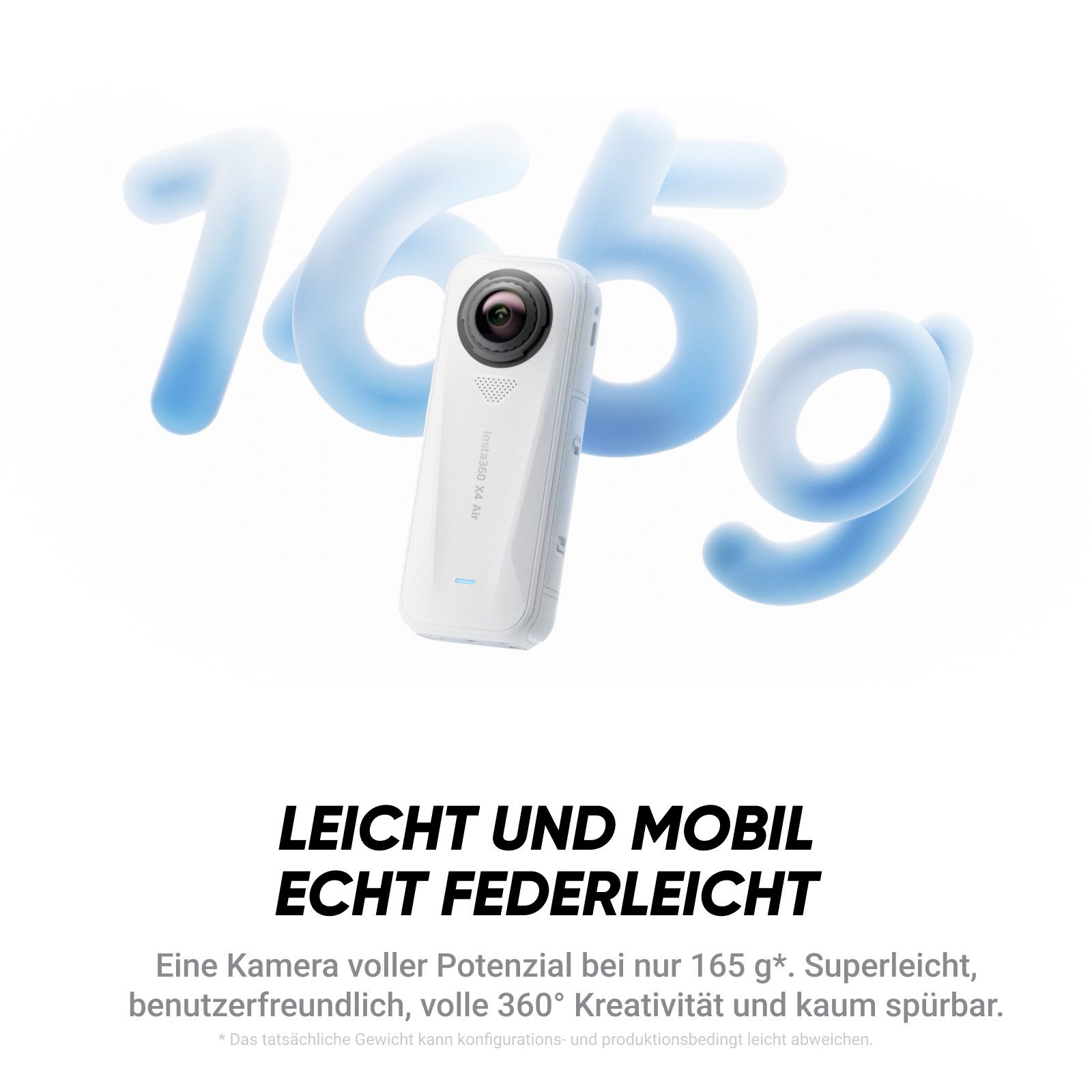 Insta360 Insta360 X4 Air – 165g leichte 8K 360°-Kamera Action Cam (8K, Bluetooth, WLAN (Wi-Fi) weiß