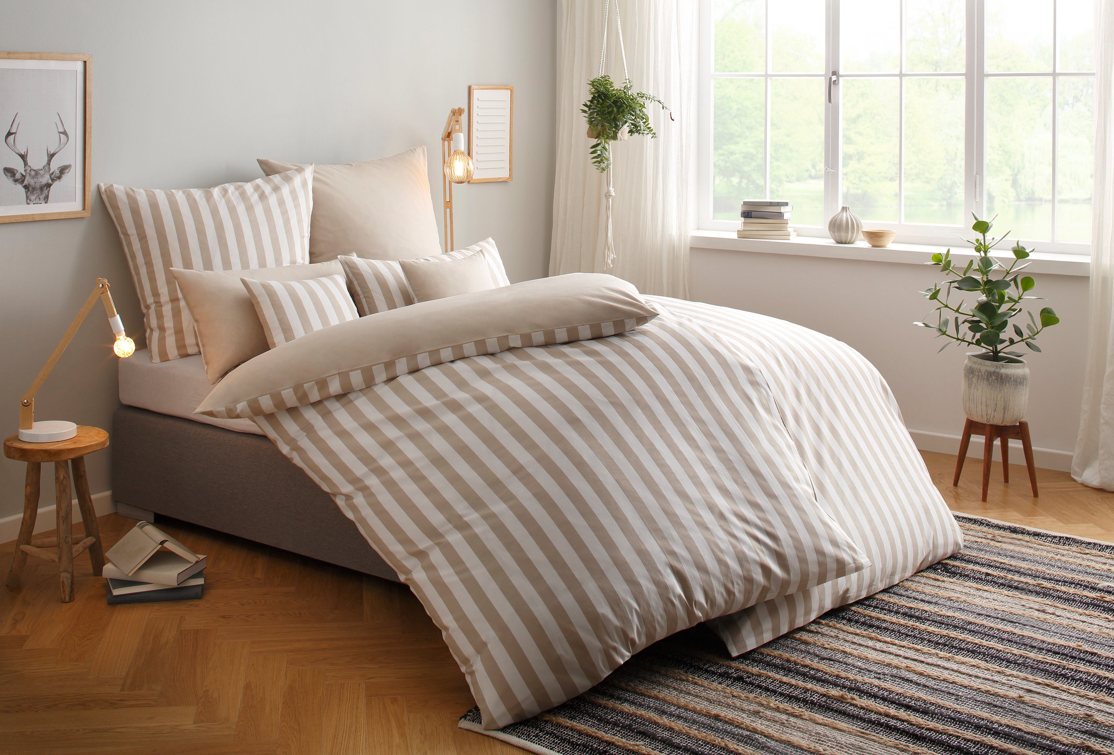 Wendebettwäsche Greta, andas, Biber, 3 teilig, Bettwäsche mit Streifen in verschiedenen Qualitäten, ab 135x200 cm