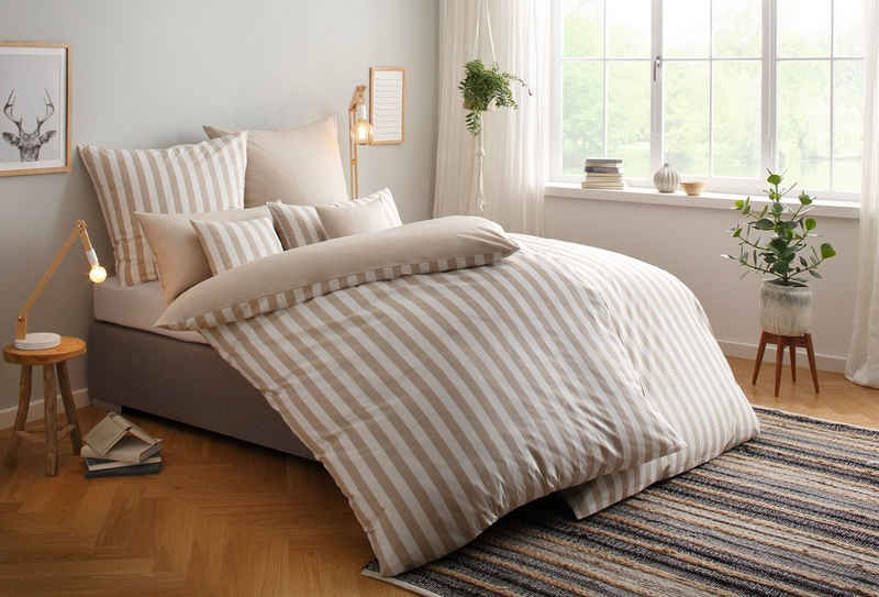Wendebettwäsche Greta, andas, Biber, 2 teilig, Bettwäsche mit Streifen in verschiedenen Qualitäten, ab 135x200 cm