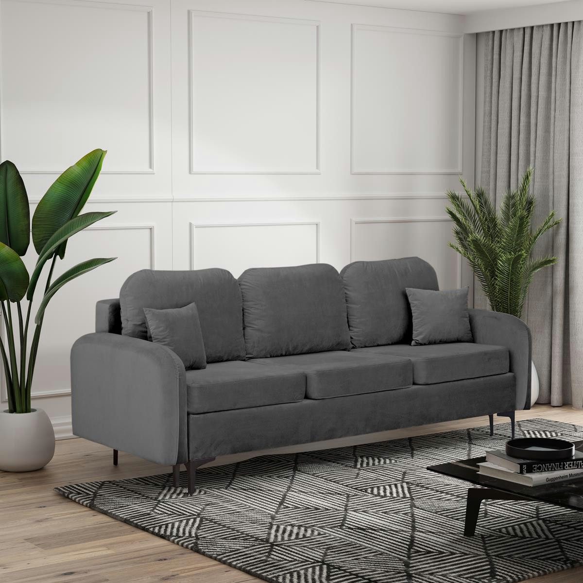 Compleo Schlafsofa 228 cm breit BELLA, Klassisch design, Metallfüße