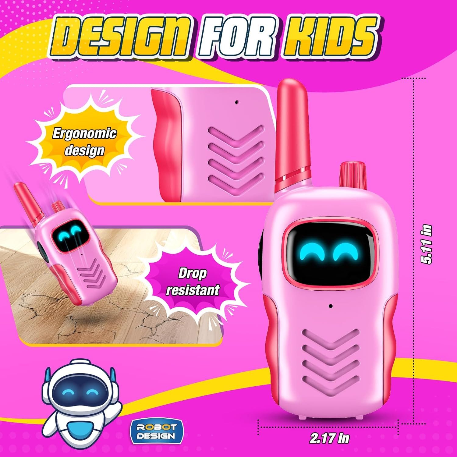 LaCute Walkie Talkie Kinder Walkie Talkie Spielzeug mit Funkgerät LED-Display für Outdoor, (Kinder Walkie Talkie Spielzeug Set mit zwei Geräten für Outdoor, 2-St., Kinder Walkie Talkie Spielzeug Set inklusive Lanyards und Geschenkbox), Automatische Rauschunterdrückung LED-Display Kindgerechtes Design