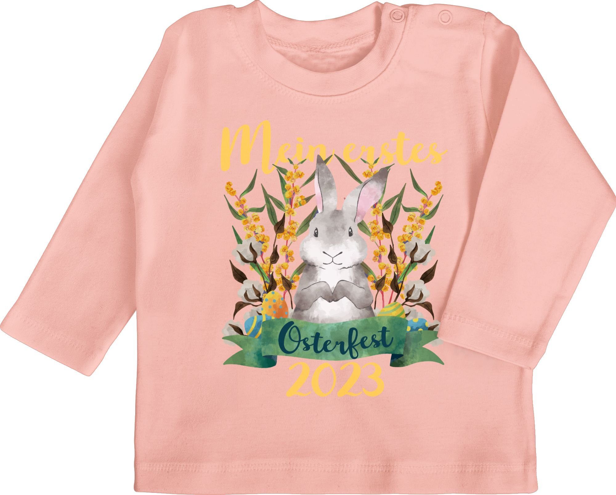 Shirtracer T-Shirt Mein erstes Osterfest 2023 - grün Ostergeschenke 3 Babyrosa