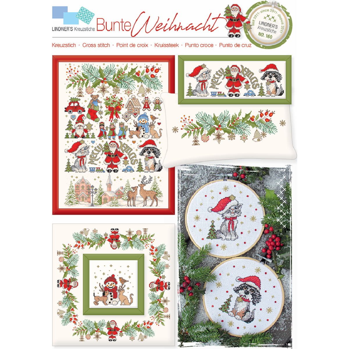Lindner´s Kreuzstiche Kreativset Lindner´s Kreuzstich Zählmuster Vorlage "Bunte Weihnacht", 160, (embroidery kit by Marussia)