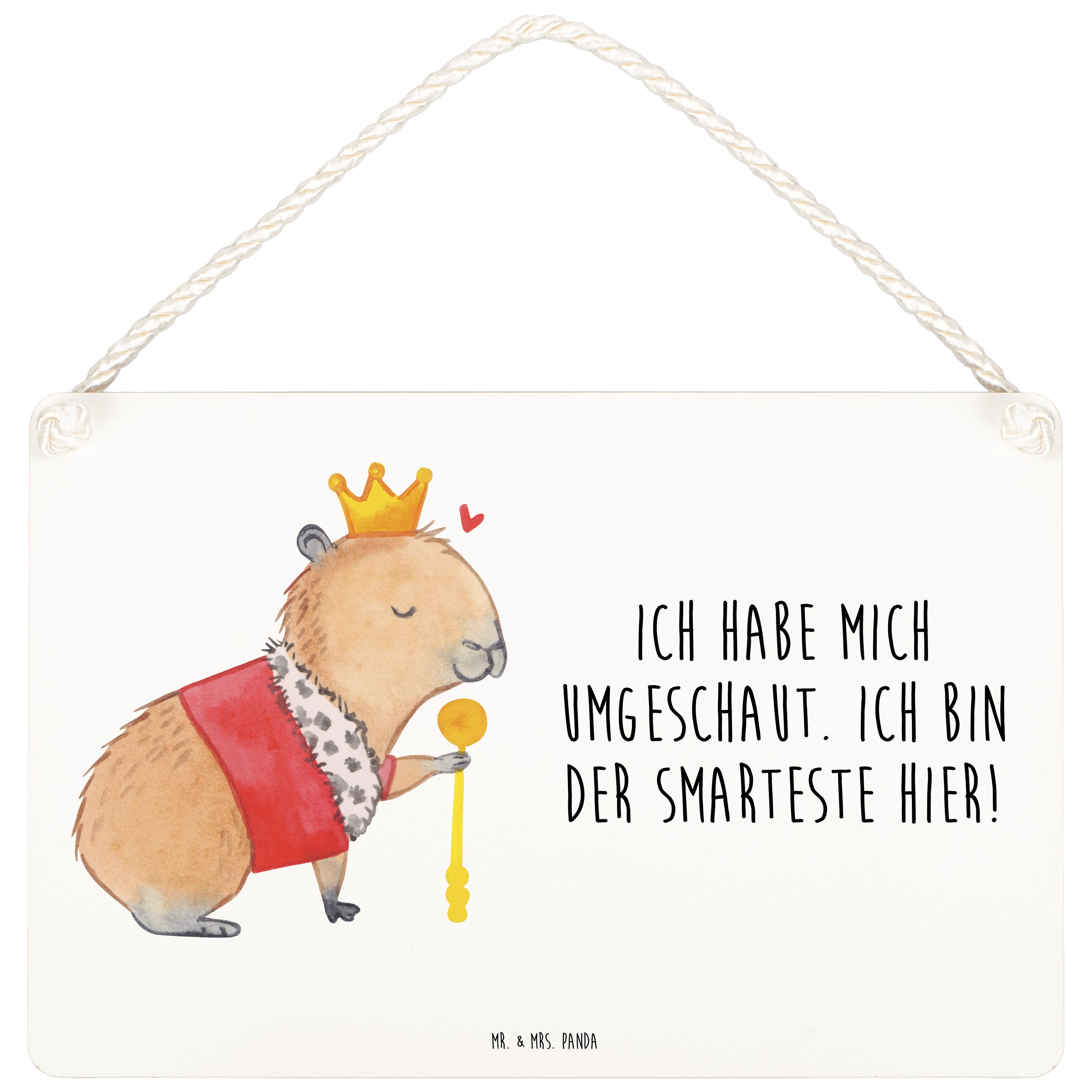 Mr. & Mrs. Panda Hinweisschild DIN A6 Capybara König Weiß Geschenk