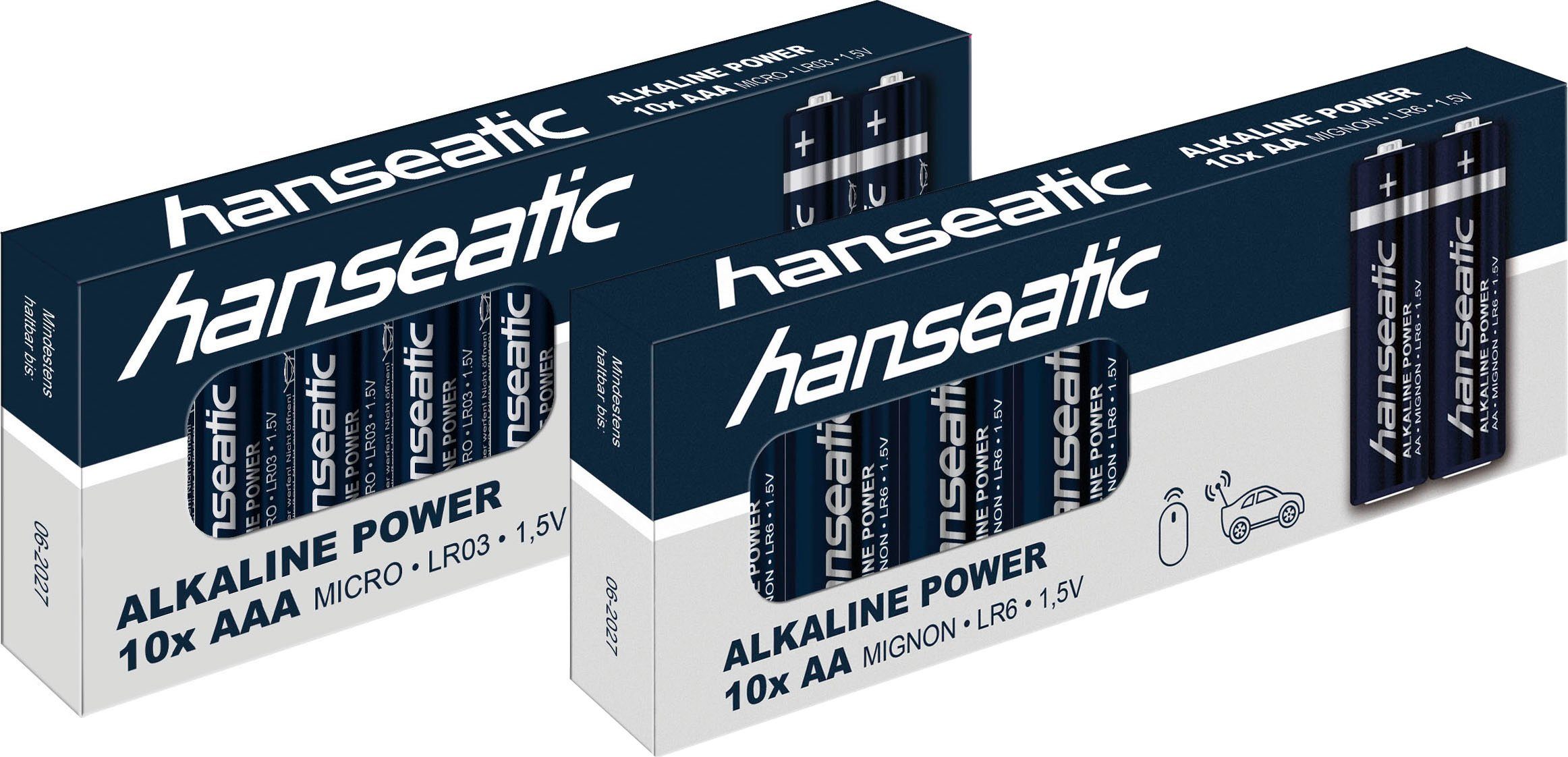 + Alkaline St. LR03 zu Micro Hanseatic St. 10 Lagerfähigkeit bis 10 20 St), AA V, LR06 Mignon AAA, Jahren 5 Batterie, (1,5