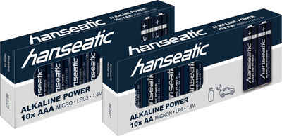 Hanseatic »10 St. AA + 10 St. AAA, Alkaline LR06 Mignon LR03 Micro« Batterie, (1,5 V, 20 St), bis zu 5 Jahren Lagerfähigkeit