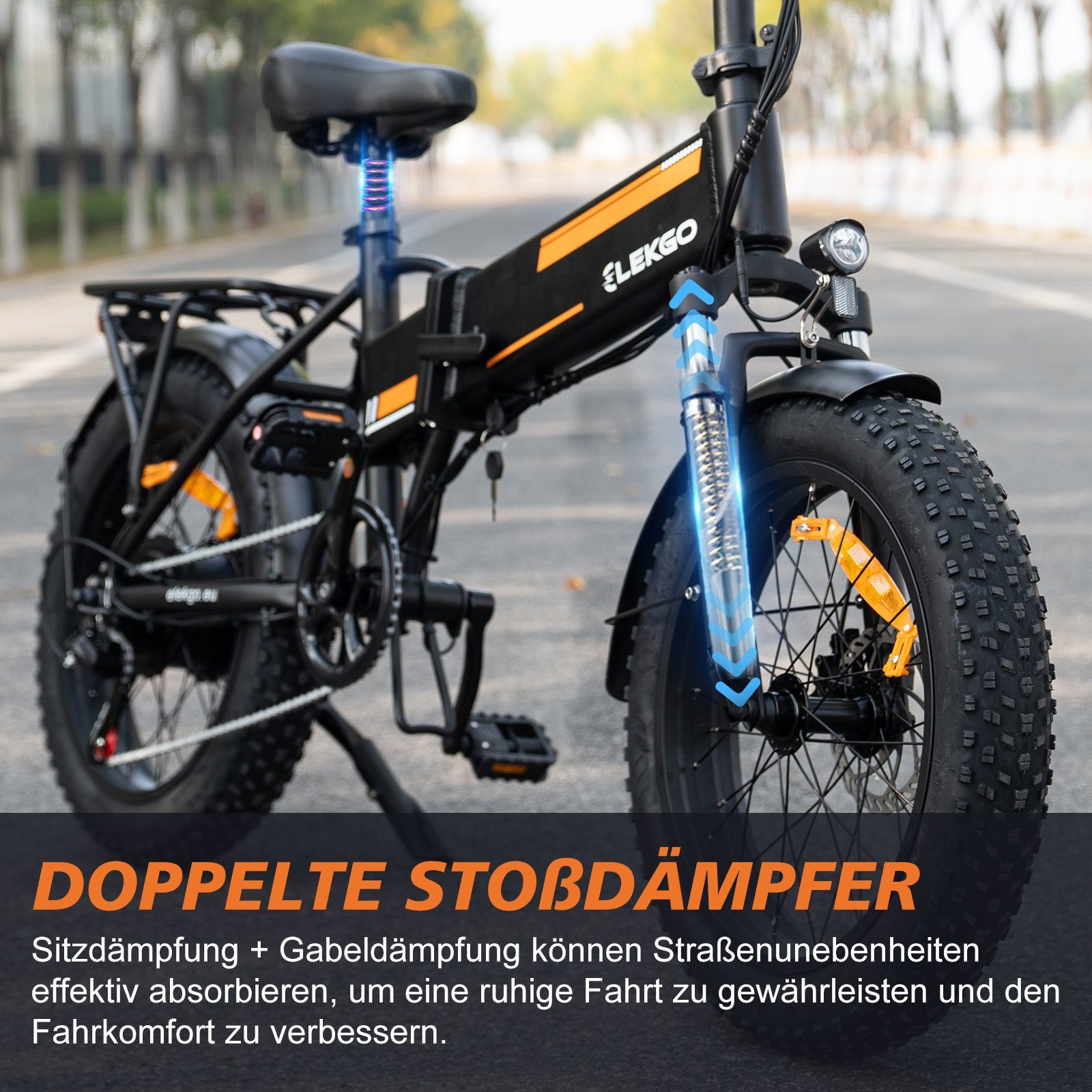 ELEKGO E-Bike 20*4,0 zoll Elektrofahrrad Gang Batterie Schwarz für shimano, 250W Motor Erwachsene, 7 Snowbike mit36V12Ah