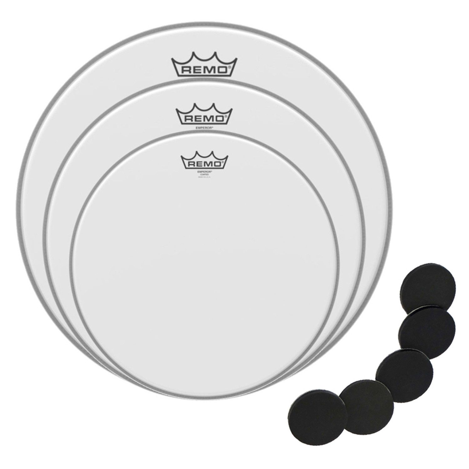Remo Schlagzeug Remo Emperor Coated Fusion Fell-Set mit keepdrum Pads,Fellset mit Dämpfer , Fellset mit Dämpfer 