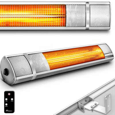 TRESKO Heizstrahler Infrarot 2000W mit Fernbedienung Wärmestrahler Terrasse elektrisch, mit 3 Heizstufen Terrassenstrahler Innen & Außen Wand-Heizstrahler