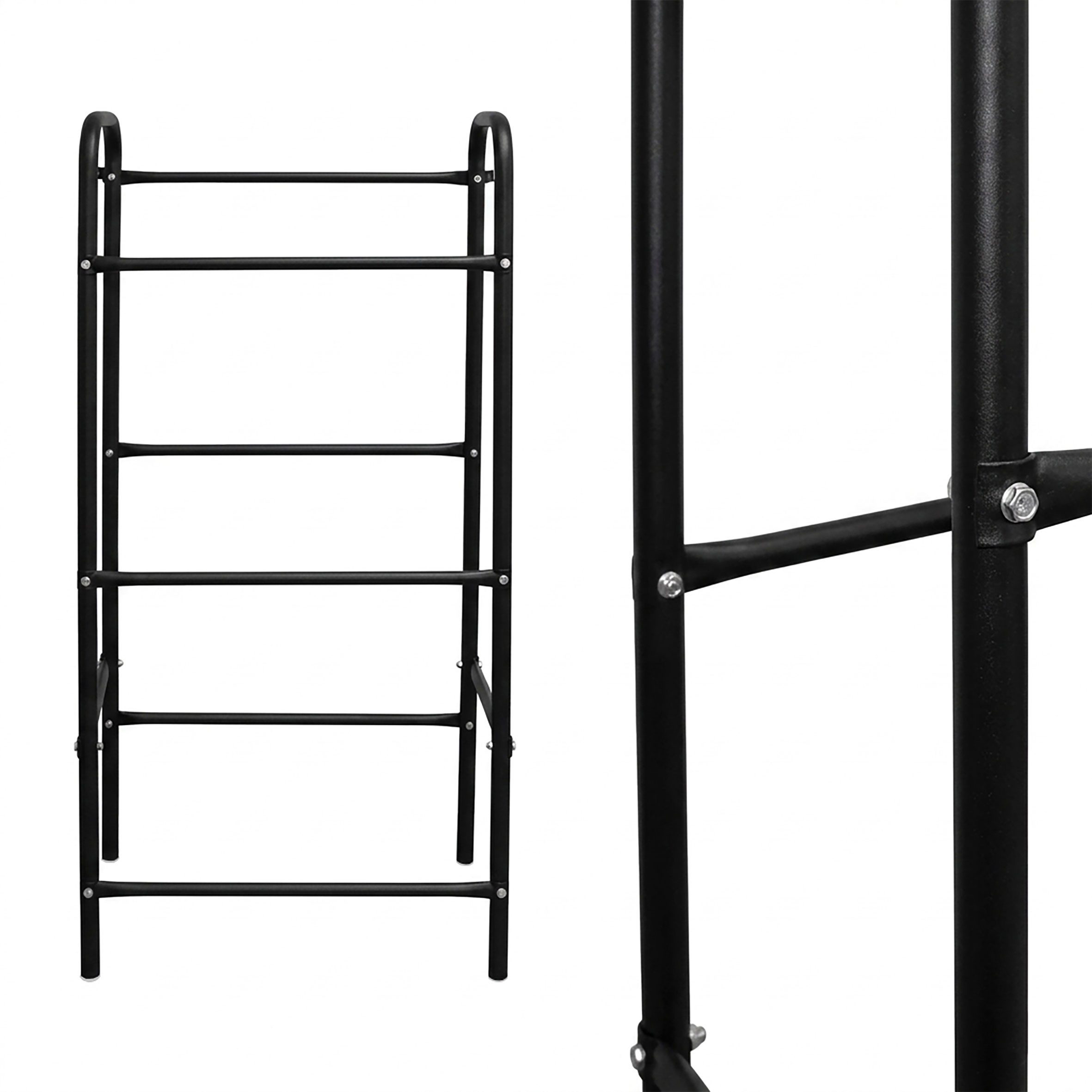Spetebo Kastenständer 3er Metall Getränkekisten Ständer schwarz 116x50cm, Set 10-tlg., für 3 Getränkekisten oder Universalboxen in ca. 45 cm x 35 cm x 27 cm – Bild 5 von 5