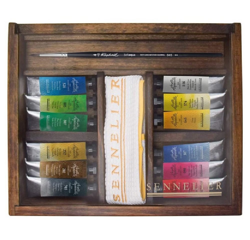 Thumbnail - SENNELIER Aquarellfarbe La Petite Aquarelle Feine Aquarellfarbe, 12 Tuben á 10ml, Holzbox mit Zubehör