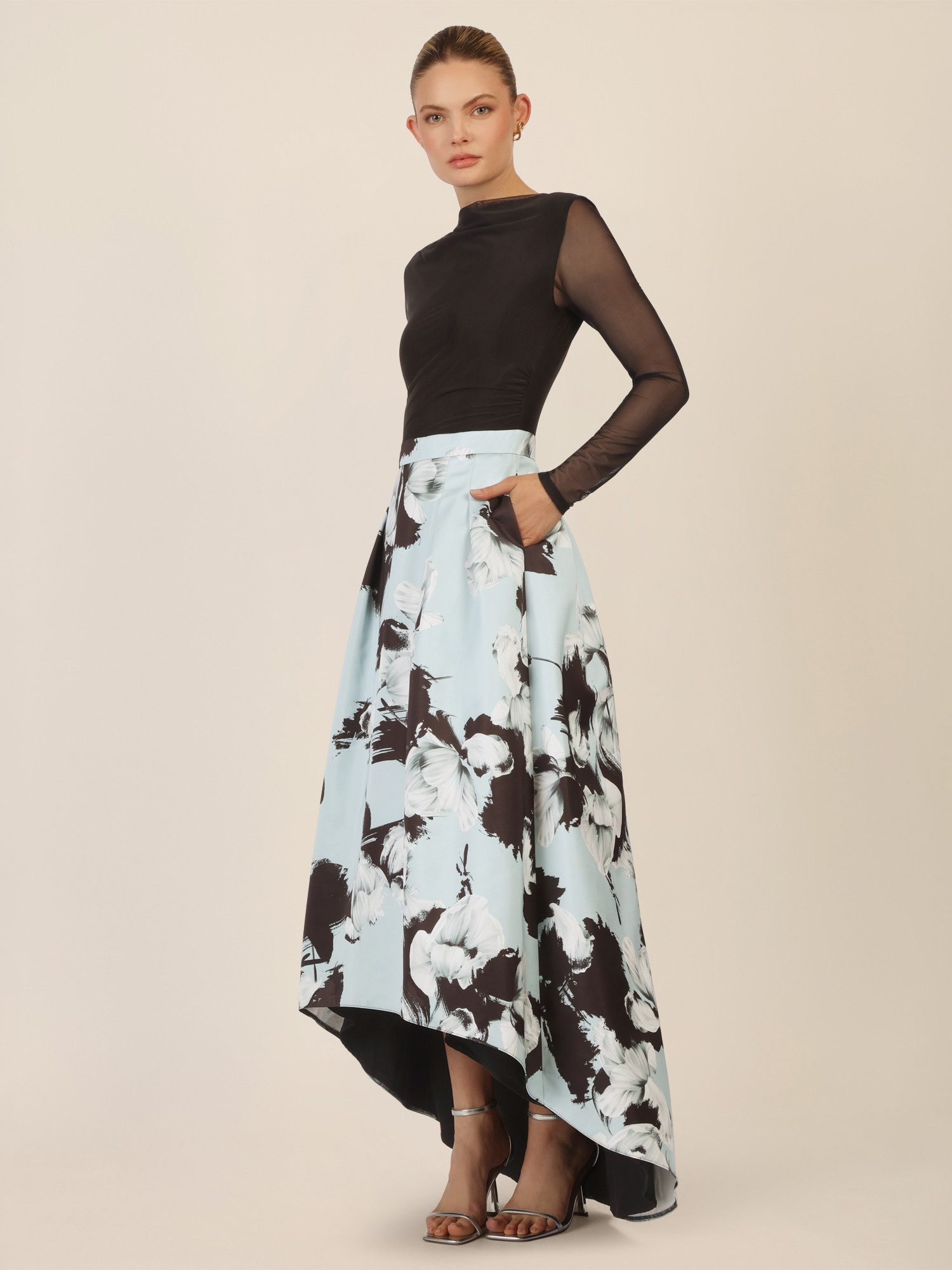 Apart Abendkleid mit Meshärmeln und floralem günstig online kaufen