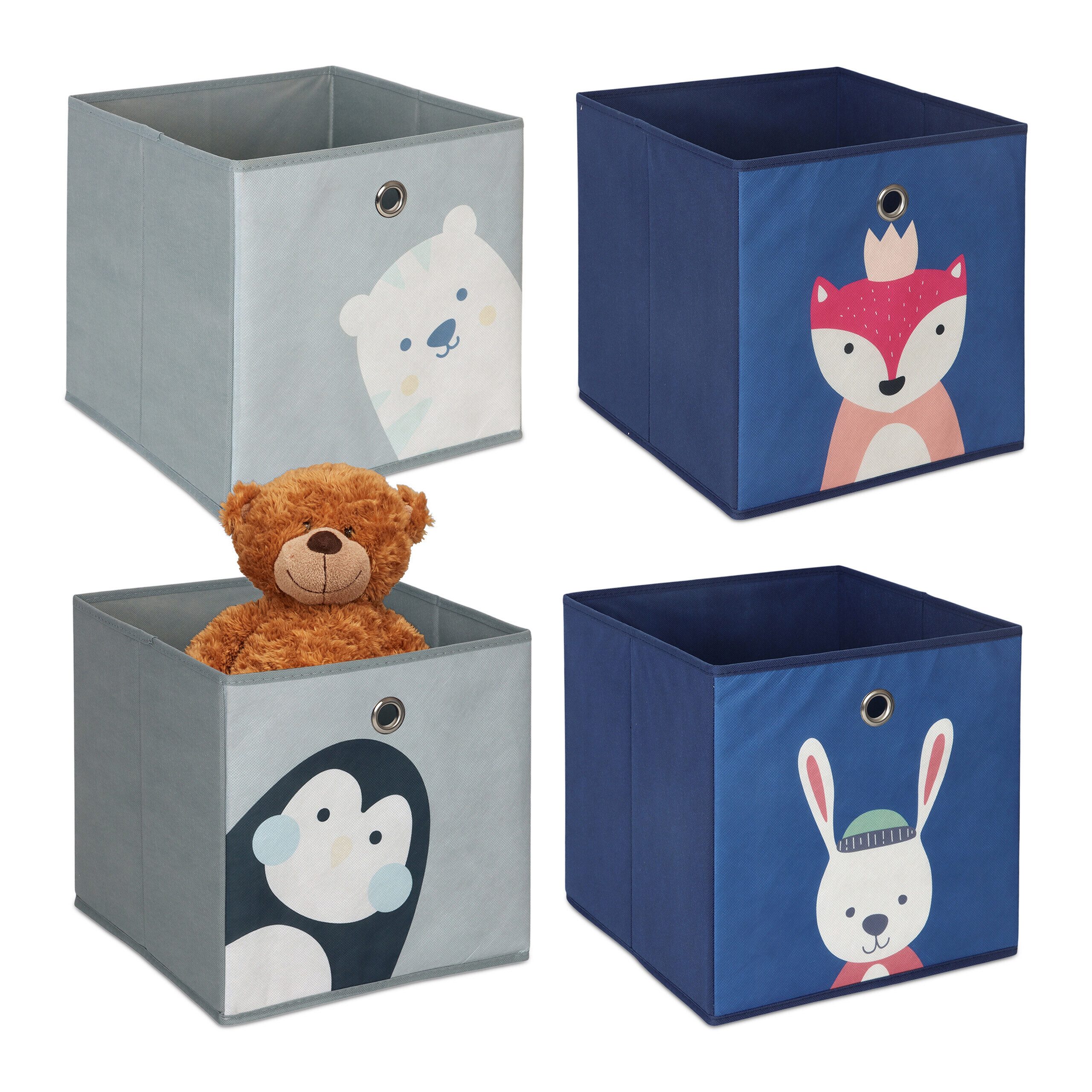 relaxdays Faltbox Kinder Aufbewahrungsboxen im 4er Set (4 St), B