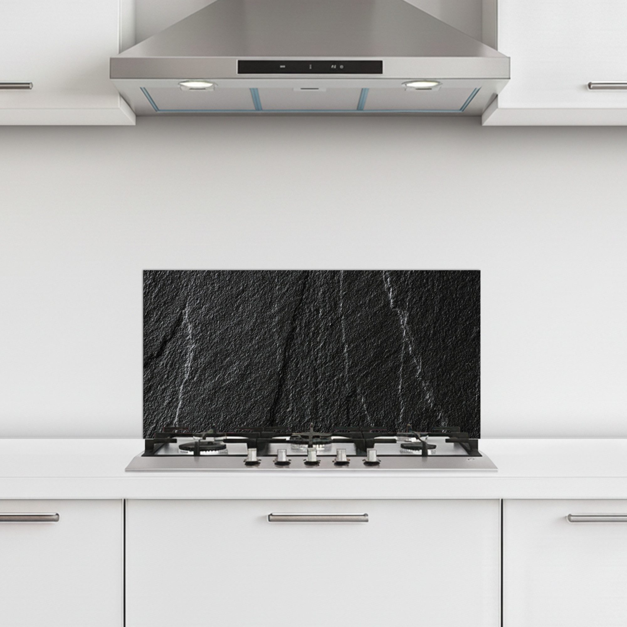 KitchenYeah Küchenrückwand selbstklebend (keine Folie) Stein - Anthrazit - Dunkelgrau - Steinstru, (1-tlg), Küchenrückwand, Spritzschutz, Kitchen, 60x30 cm