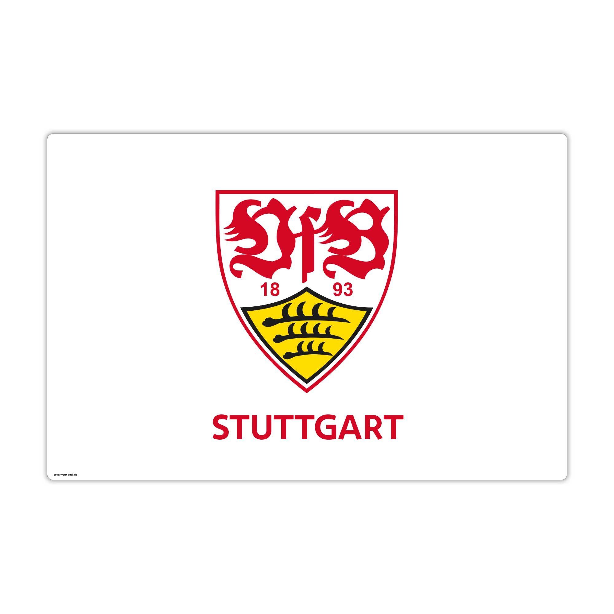 cover-your-desk.de Schreibtischunterlage VfB Stuttgart – Logo weiß – Premium Vinyl 60×40 cm, Made in Germany, (1 tlg)