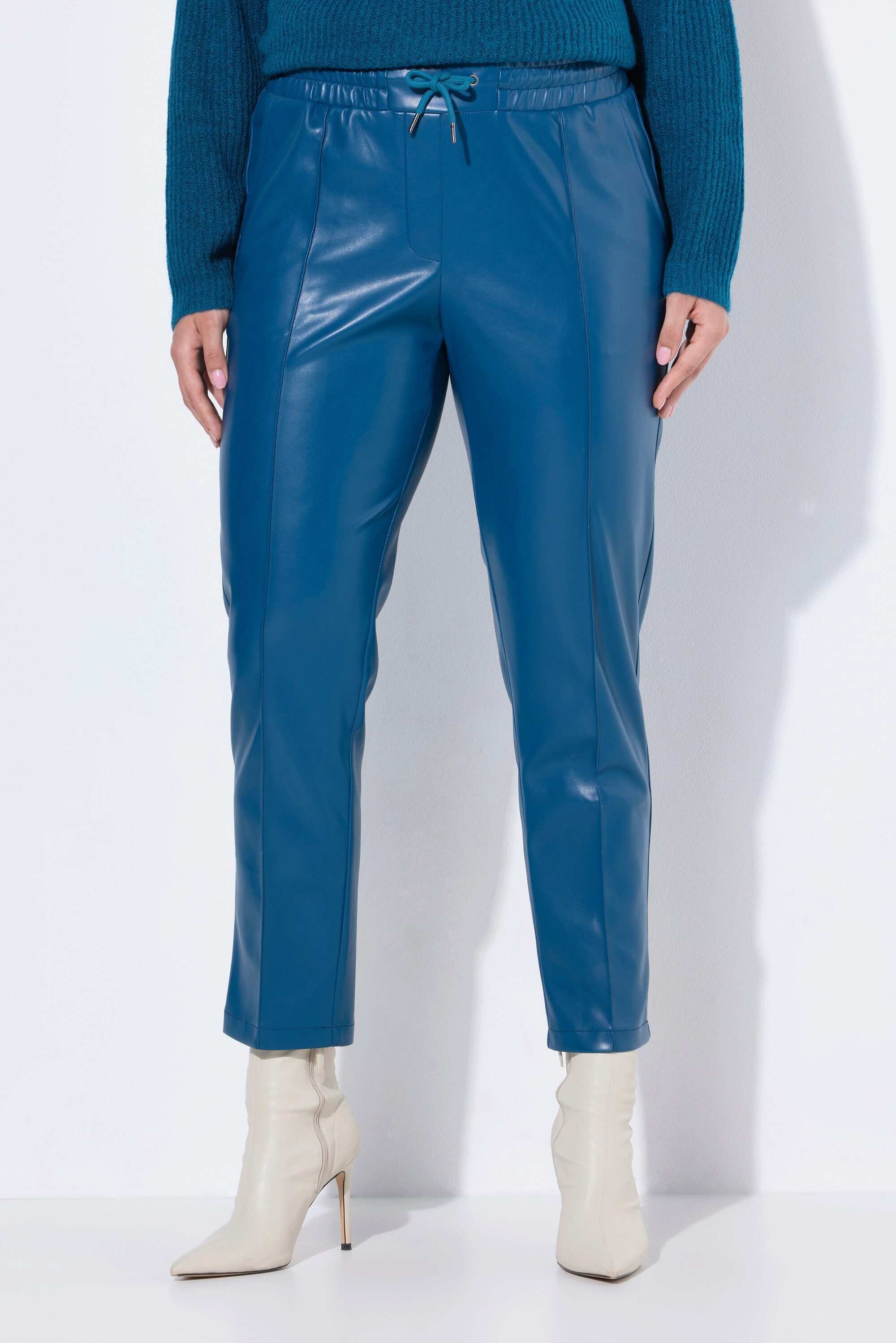 Ulla Popken Schlupfhose 7/8-Hose Lederoptik Biesen Elastikbund günstig online kaufen