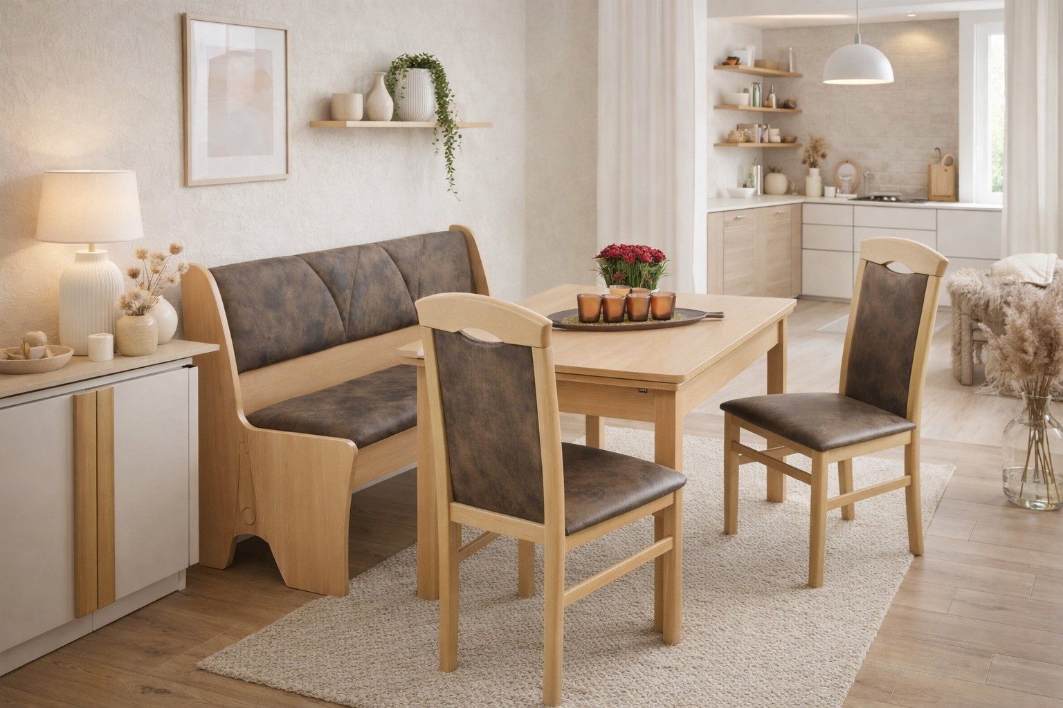 moebel-direkt-online Sitzgruppe 4tlg. Sitzgruppe bestehend aus Sitzbank, Esstisch und Stühlen, (Spar-Set, 4tlg. Set)