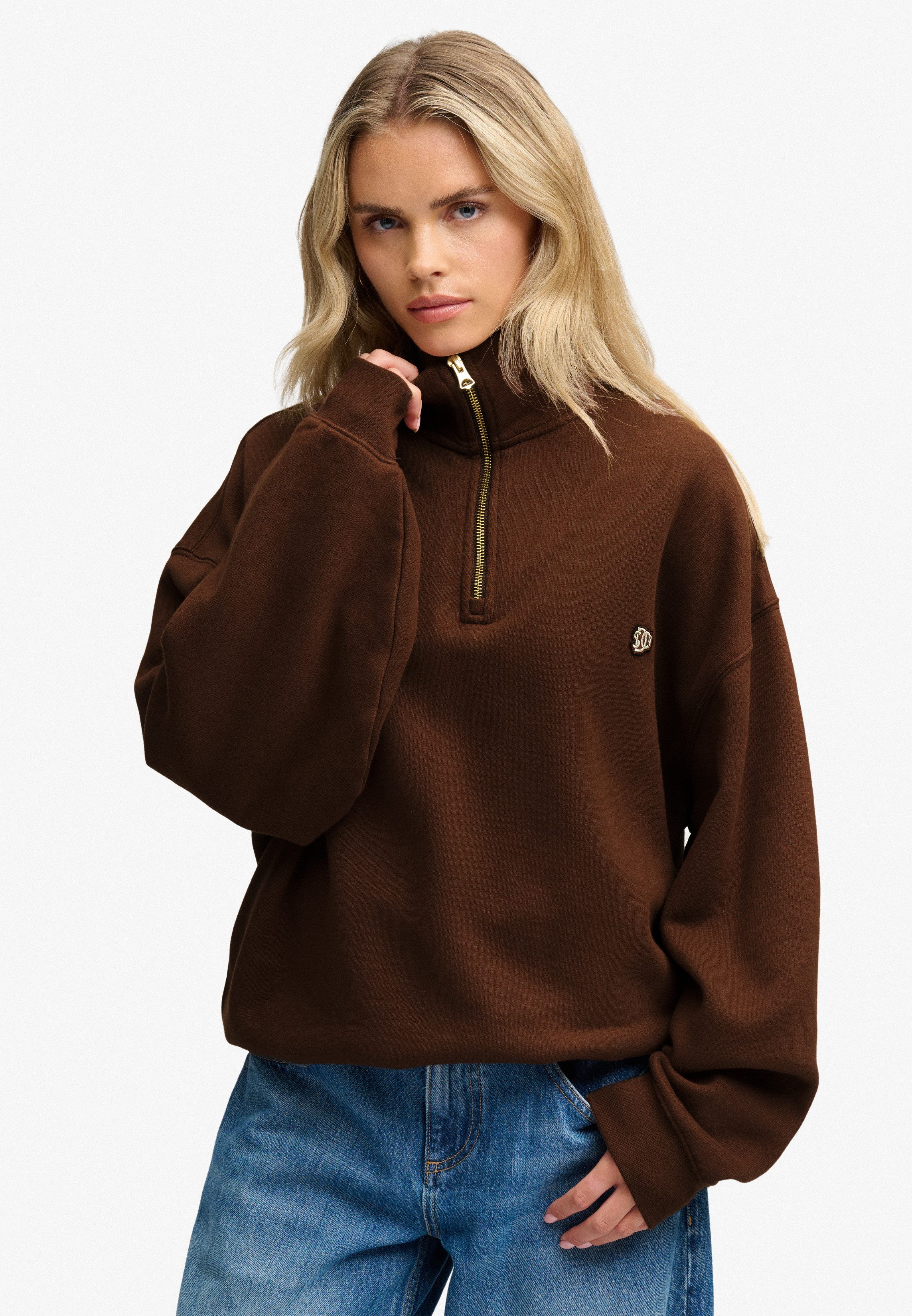 Superdry Sweatshirt MONOGRAM HALF ZIP SWEAT Baumwollmischung, relaxed fit