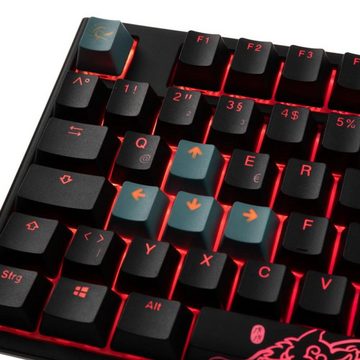 Ducky ONE 2 TKL PBT Gaming Tastatur, MX-Red, RGB LED - schwarz Gaming-Tastatur (RGB-LED-Beleuchtung, Cherry-MX-Red-Switches, mechanisch, deutsches Layout QWERTZ, USB Typ-C-Stecker, PC Computer Keyboard Kabel, schwarz/weiß)