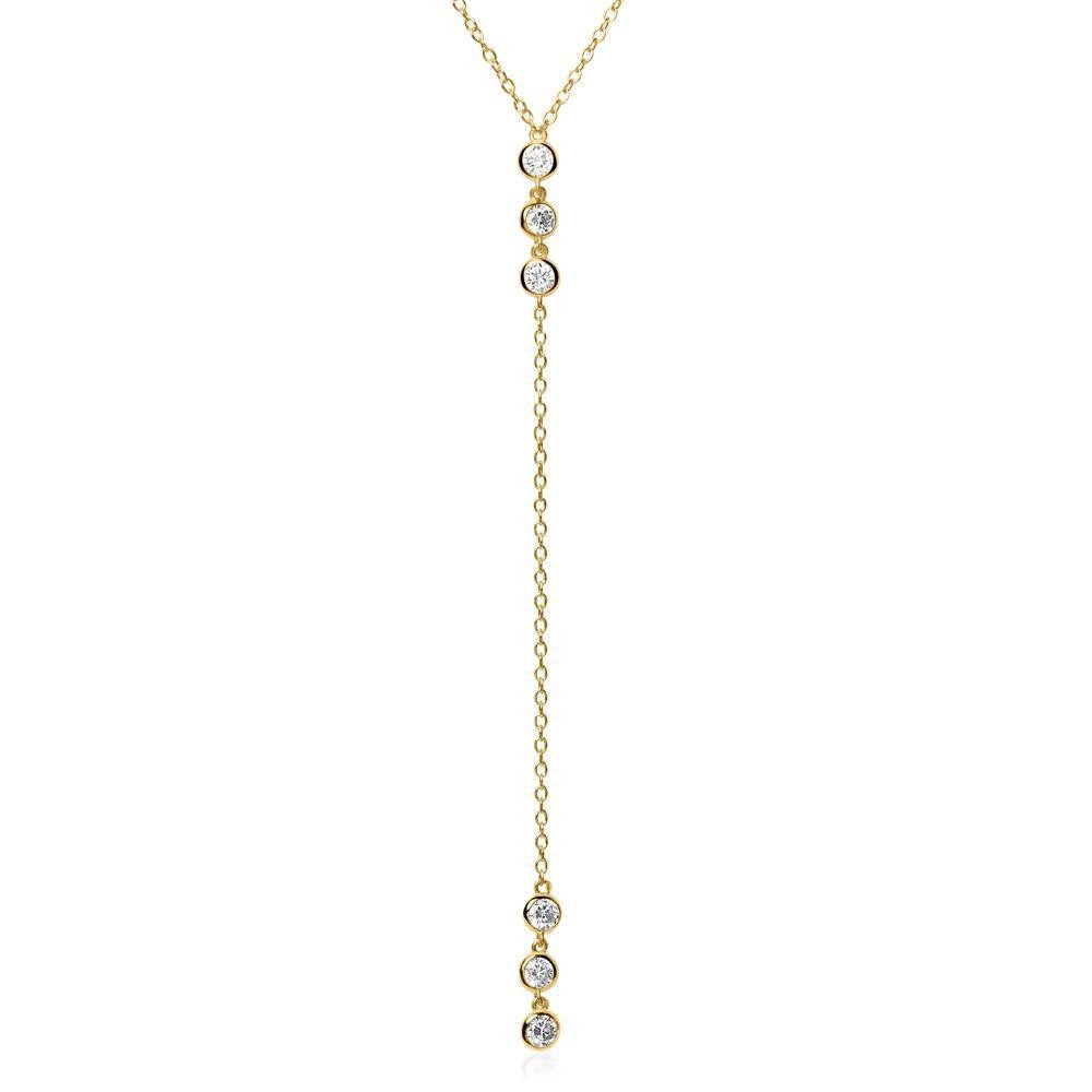 Unique Silberkette Kette Y aus vergoldetem 925er Silber mit Zirkonia günstig online kaufen