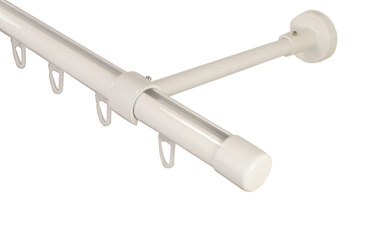 iso-design Gardinenstange Innenlaufset zur Wandmontage mit großem Wandabstand 18 cm kürzbar, Ø 20 mm, 1-läufig, kürzbar, mit Bohren, geschraubt, Aluminium, Wandabstand 18 cm (Mitte Rohr), mit Metallsäge kürzbar bis auf 5 cm