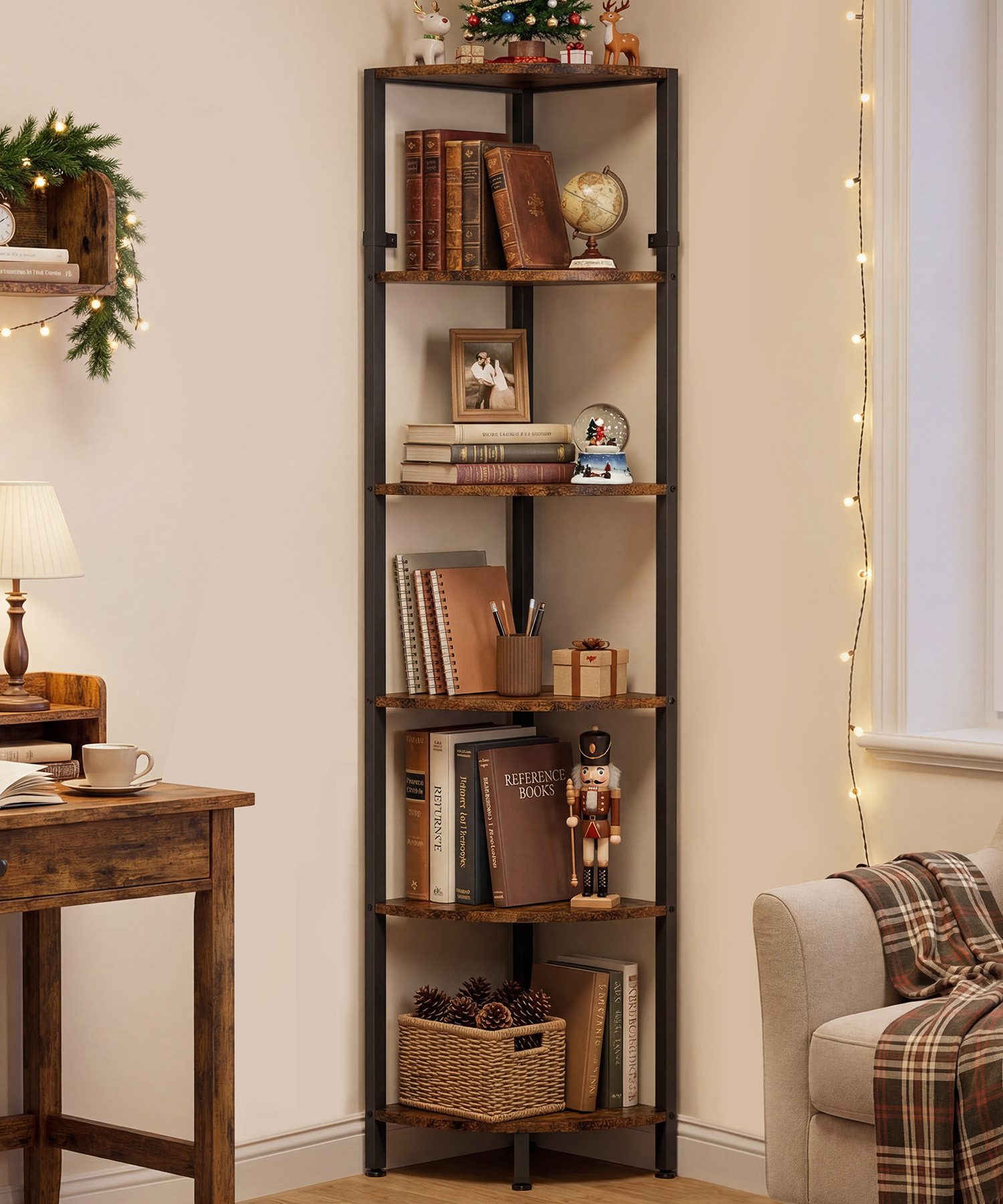 Yorbay Eckregal 6 Ebenen platzsparend Standregal stehend, Hoch Regal mit Kippschutz, 170cm