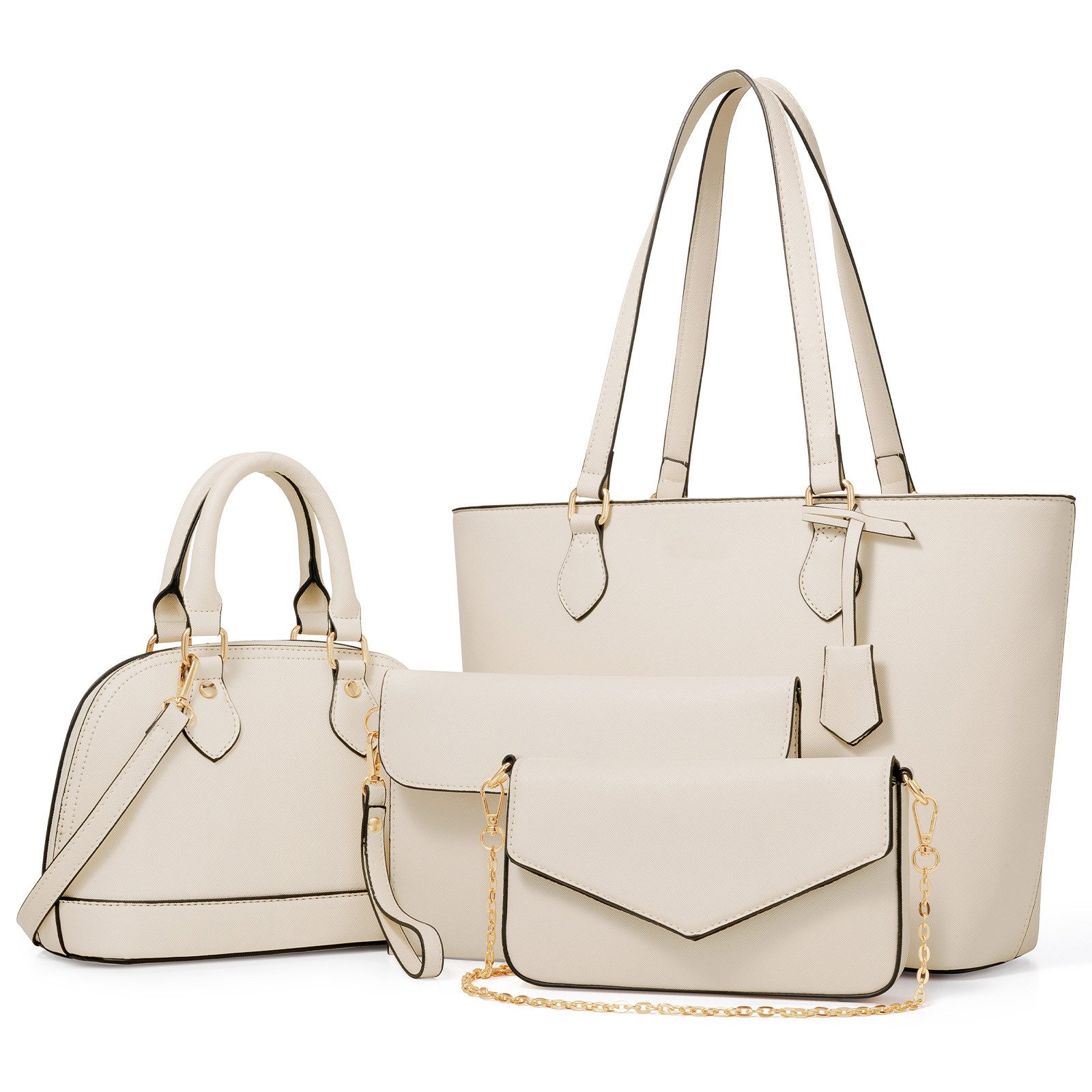 OKWISH Henkeltasche Umhängetasche Handtasche Tragetasche Aktentasche Tasche (Schultertasche Arbeitstasche Messenger-Tasche Top Griff Schultergurt, 4-tlg., Bürotasche, Ledertasche, Unitasche, Freizeittasche), für Frau Frauen Jungen Freizeit Business Schule Büro Reisen usw