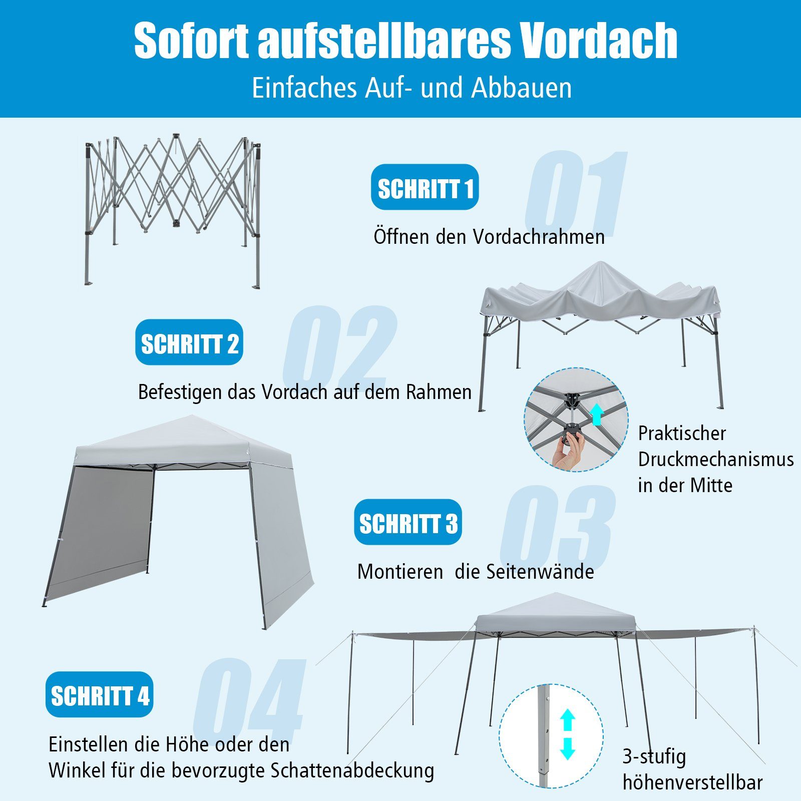 COSTWAY Faltpavillon Pop Up Pavillon, mit günstig online kaufen