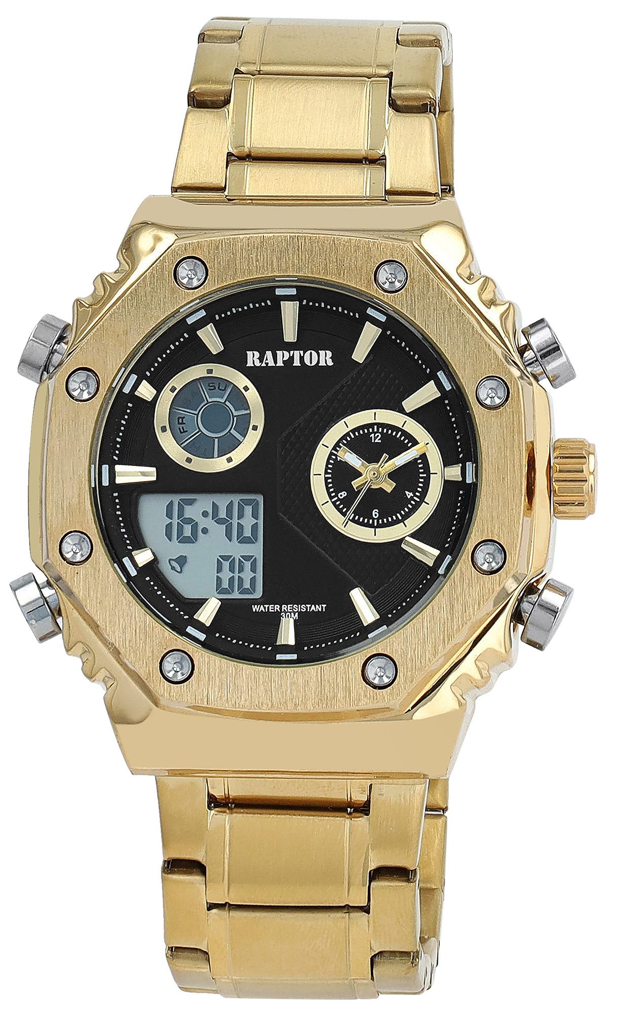 Quarzuhr mit Dual-Time und Edelstahlarmband