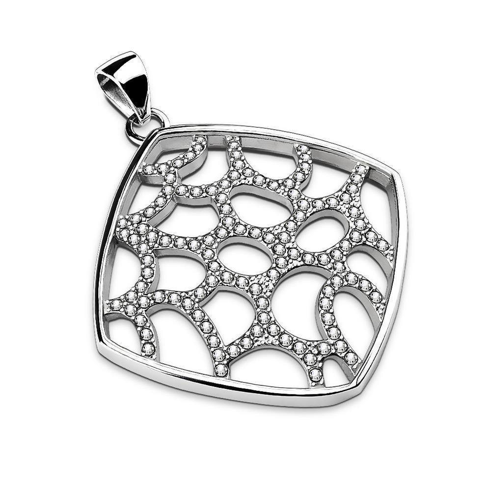 BUNGSA Кулон Set Кулон Amulett quadratisch mit Netz aus Kristallen aus Edelstahl (1-tlg), Pendant Halsketten
